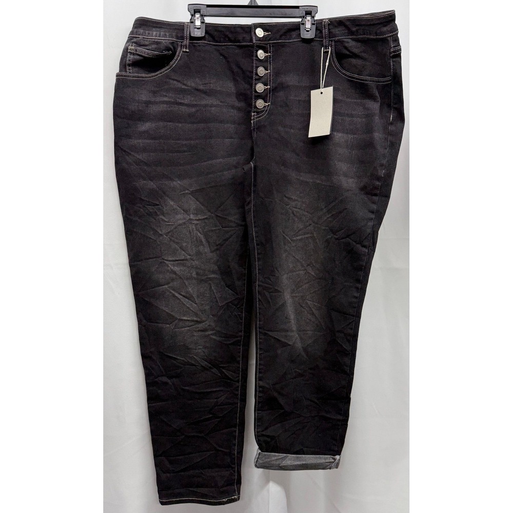 N49 NWT Flamingals Button Fly Black Jeans Sz 4XL fits smaller **See measurements
